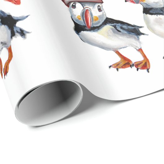 WeihnachtsPapageientaucher Geschenkpapier (Rolleneckpunkt)
