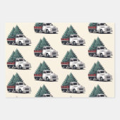 Weihnachtspapier | Baum-LKW-Muster Geschenkpapier Set (Vorderseite 3)