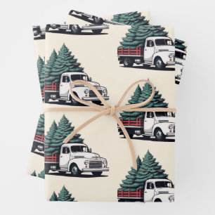 Weihnachtspapier   Baum-LKW-Muster Geschenkpapier Set