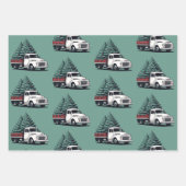 Weihnachtspapier | Baum-LKW-Muster Geschenkpapier Set (Vorderseite 2)