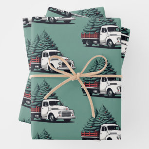 Weihnachtspapier Baum-LKW-Muster Geschenkpapier Set