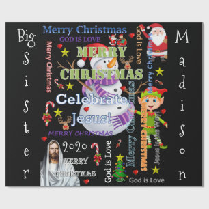 Weihnachtspapier für große Schwester Jesus Santa Geschenkpapier