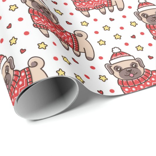 Weihnachtspapier für Möpsen Geschenkpapier (Rolleneckpunkt)