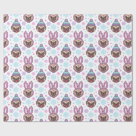 Weihnachtspapier für Möpsen Geschenkpapier (Flach)