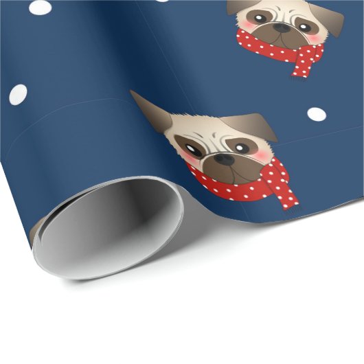 Weihnachtspapier für Möpsen Geschenkpapier (Rolleneckpunkt)