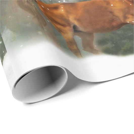 Weihnachtspapier für Pferde und Schnee Geschenkpapier (Rolleneckpunkt)