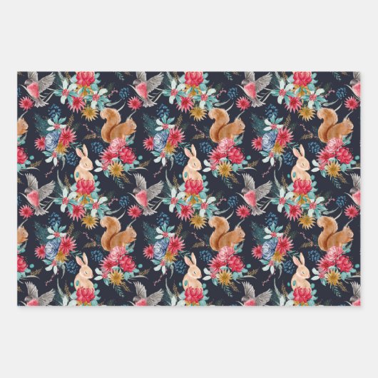 Weihnachtspapier für Waldtiere Geschenkpapier Set (Vorderseite)