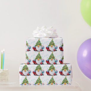 Weihnachtspapier-Gnome mit Geschenk für dich Geschenkpapier