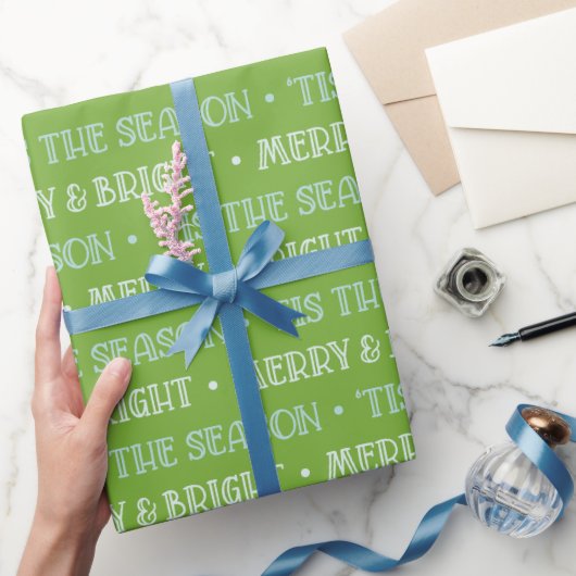 Weihnachtspapier Merry And Bright Grün Geschenkpapier (Schenken)