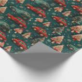 Weihnachtspapier mit Bäumen und Autos Geschenkpapier (Ecke)