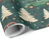 Weihnachtspapier mit Bäumen und Autos Geschenkpapier (Rolleneckpunkt)