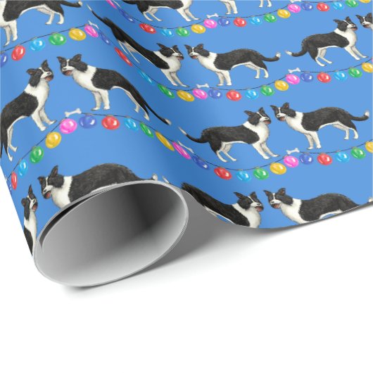 Weihnachtspapier mit Border Collies Geschenkpapier (Rolleneckpunkt)