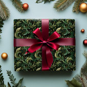 Weihnachtspapier mit dunkelgrünen Wirbel Geschenkpapier