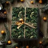 Weihnachtspapier mit dunkelgrünen Wirbel Geschenkpapier