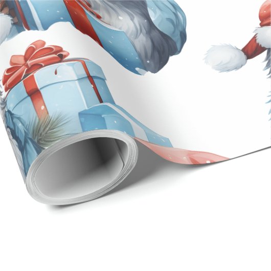 Weihnachtspapier mit Eulen geschmückt Geschenkpapier (Rolleneckpunkt)