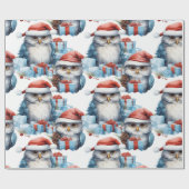 Weihnachtspapier mit Eulen geschmückt Geschenkpapier (Flach)