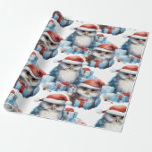 Weihnachtspapier mit Eulen geschmückt Geschenkpapier (Ungerollt)