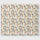 Weihnachtspapier mit farbenfroher Skihütte Geschenkpapier (Flach)