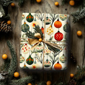 Weihnachtspapier mit farbigen Ornamenten Geschenkpapier