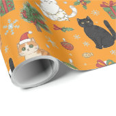 Weihnachtspapier mit festlichen Katzen Geschenkpapier (Rolleneckpunkt)