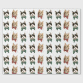 Weihnachtspapier mit festlichen Katzen Geschenkpapier (Flach)