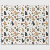 Weihnachtspapier mit festlichen Katzen Geschenkpapier (Flach)
