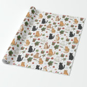 Weihnachtspapier mit festlichen Katzen Geschenkpapier (Ungerollt)