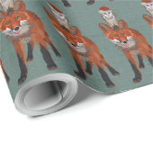 Weihnachtspapier mit Fuchs und Eule Geschenkpapier (Rolleneckpunkt)