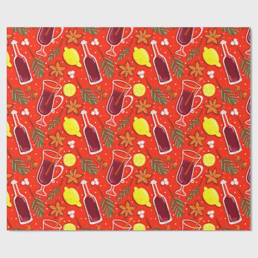 Weihnachtspapier mit Glühwein Geschenkpapier (Flach)