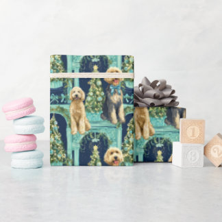 Weihnachtspapier mit Goldendoodle-Vignette Geschenkpapier