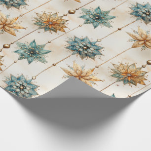 Weihnachtspapier mit grünen Ornamenten Geschenkpapier