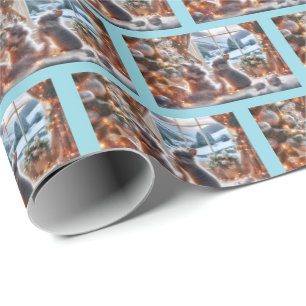 Weihnachtspapier mit Hasen Geschenkpapier