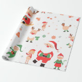 Weihnachtspapier mit Kinder-Elf Geschenkpapier (Ungerollt)