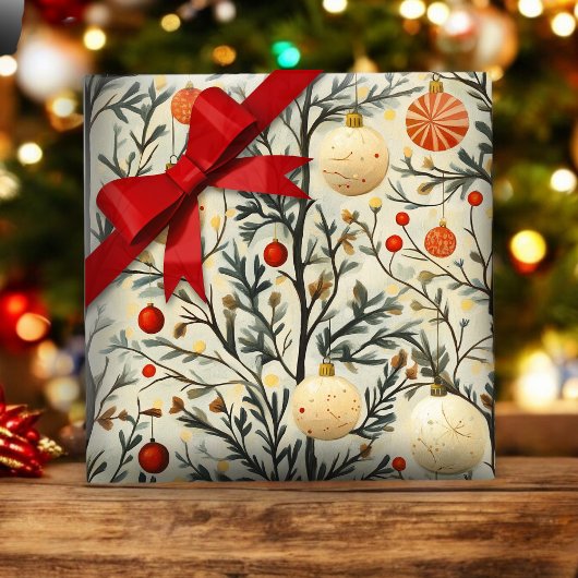 Weihnachtspapier mit klassischen Ornamenten Geschenkpapier