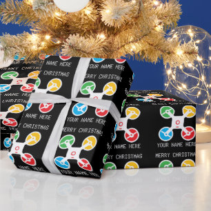 Weihnachtspapier mit lustiger Drohnen-Silhouette Geschenkpapier