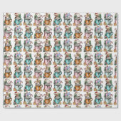 Weihnachtspapier mit Niedlichen Tieren Geschenkpapier (Flach)