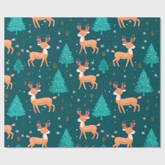 Weihnachtspapier mit Rentier Geschenkpapier (Flach)