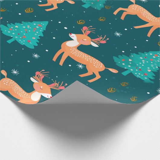 Weihnachtspapier mit Rentier Geschenkpapier (Ecke)