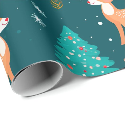 Weihnachtspapier mit Rentier Geschenkpapier (Rolleneckpunkt)