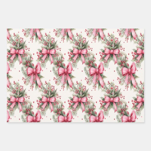 Weihnachtspapier mit rosa Bögen Geschenkpapier Set (Vorderseite 2)