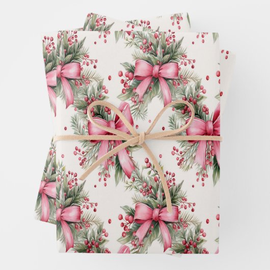 Weihnachtspapier mit rosa Bögen Geschenkpapier Set (Beispiel)