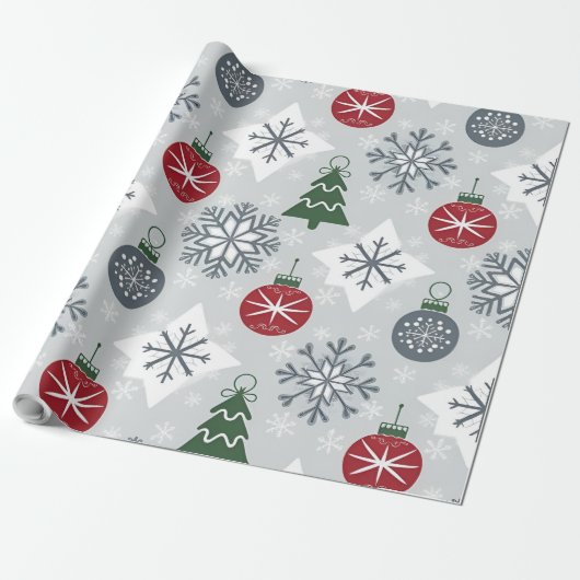 Weihnachtspapier mit Schneeflocken Geschenkpapier (Ungerollt)