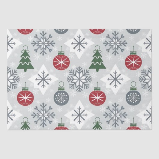 Weihnachtspapier mit Schneeflocken Seidenpapier (Vorderseite)