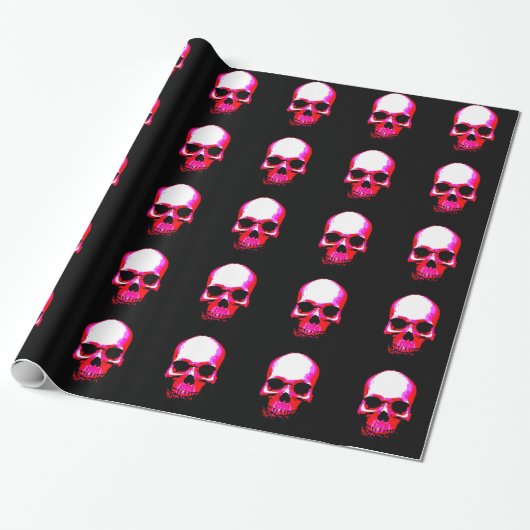Weihnachtspapier mit schwarzem Skull Geschenkpapier (Ungerollt)