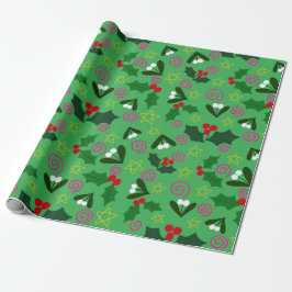 Weihnachtspapier mit Stechpalme und Mistel Geschenkpapier
