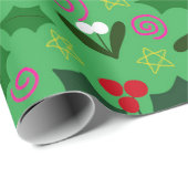 Weihnachtspapier mit Stechpalme und Mistel Geschenkpapier (Rolleneckpunkt)