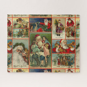Weihnachtspapier mit Vintage-Weihnachtsmann Puzzle