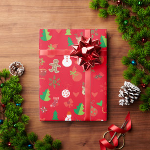 Weihnachtspapier mit Weihnachtsfiguren Geschenkpapier