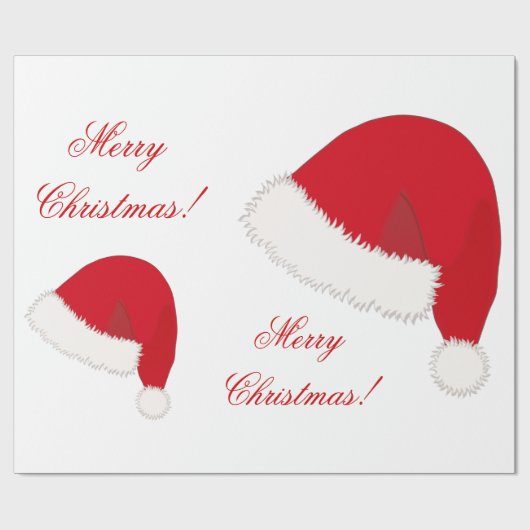 Weihnachtspapier mit Weihnachtsmannmütze Geschenkpapier (Flach)