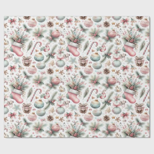 Weihnachtspapier mit Ziergegenständen Geschenkpapier (Flach)